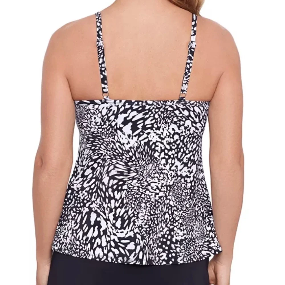 Swim Solutions Womens Printed Flyaway Tankini One Piece Swimsuit 16W - Picture 2 of 8